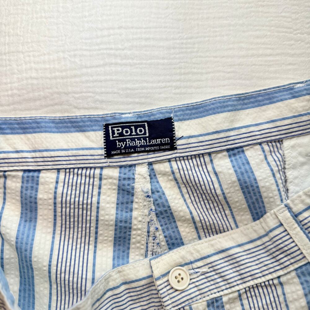 Polo Ralph Lauren Seersucker Shorts Tyler Blue White Stripes Men’s 42 VTG Preppy - Picture 3 of 15